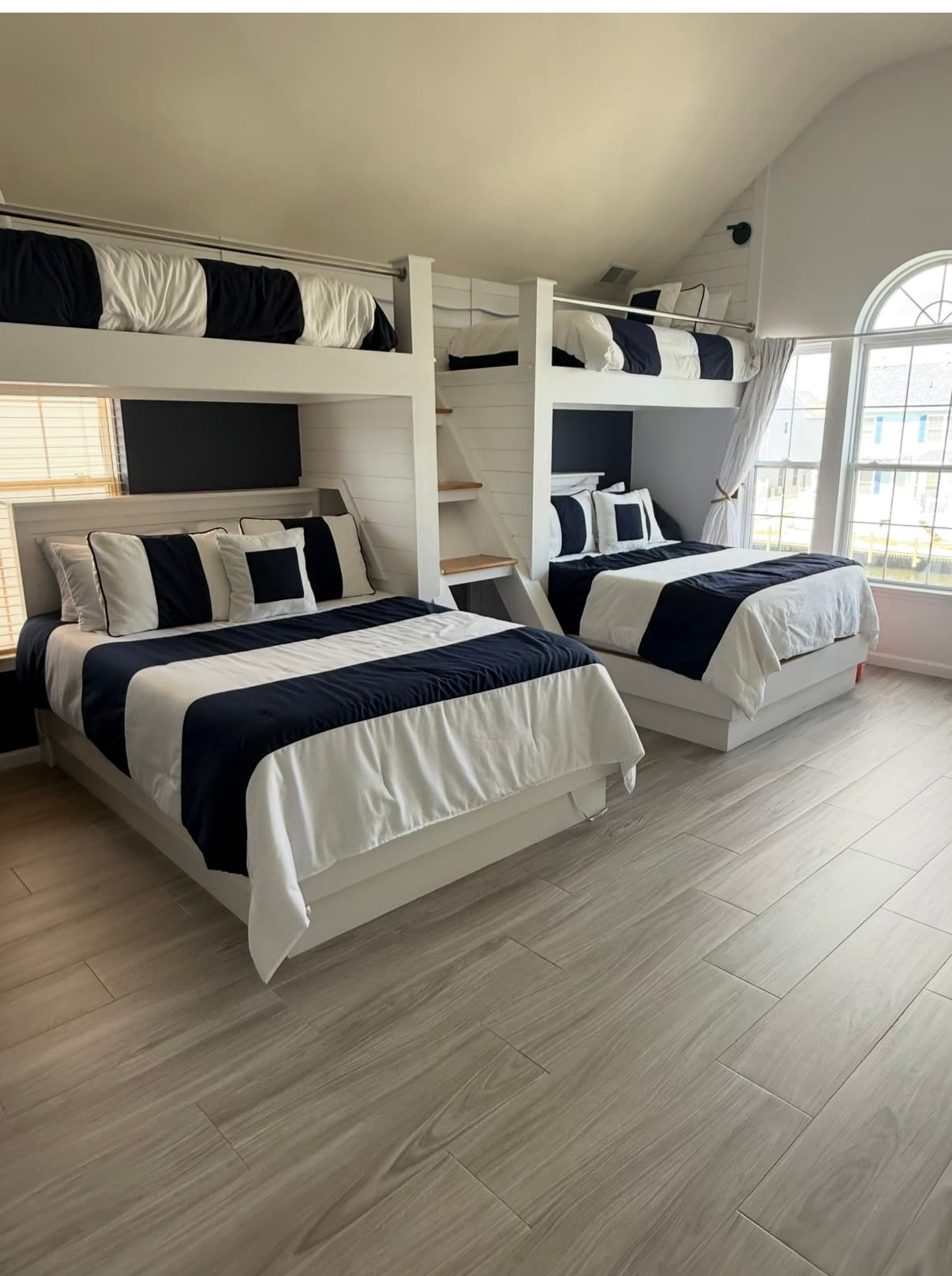 Bayville Waterfront: The custom bunk room added during the renovation