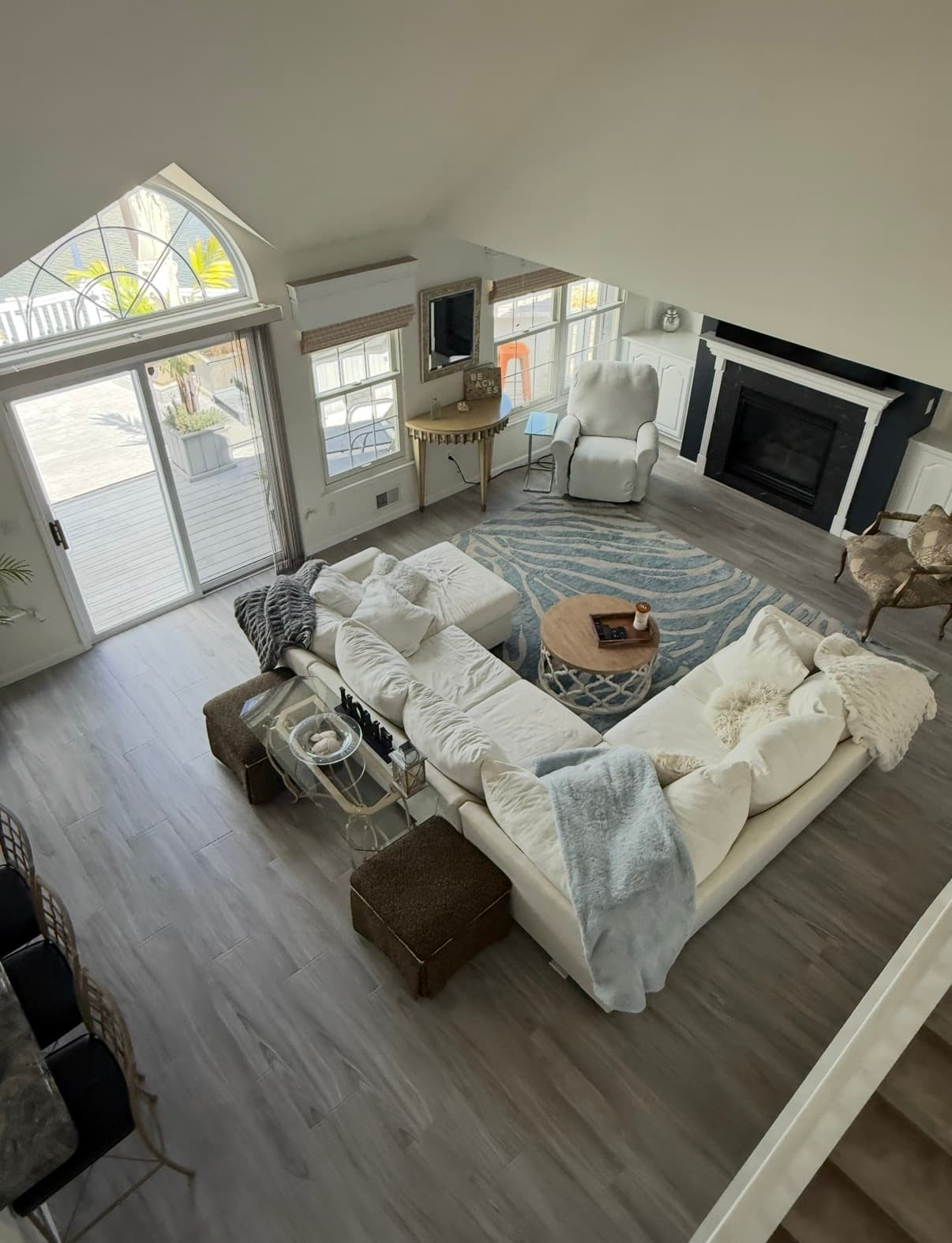 Bayville Waterfront: The great room after the full interior renovation