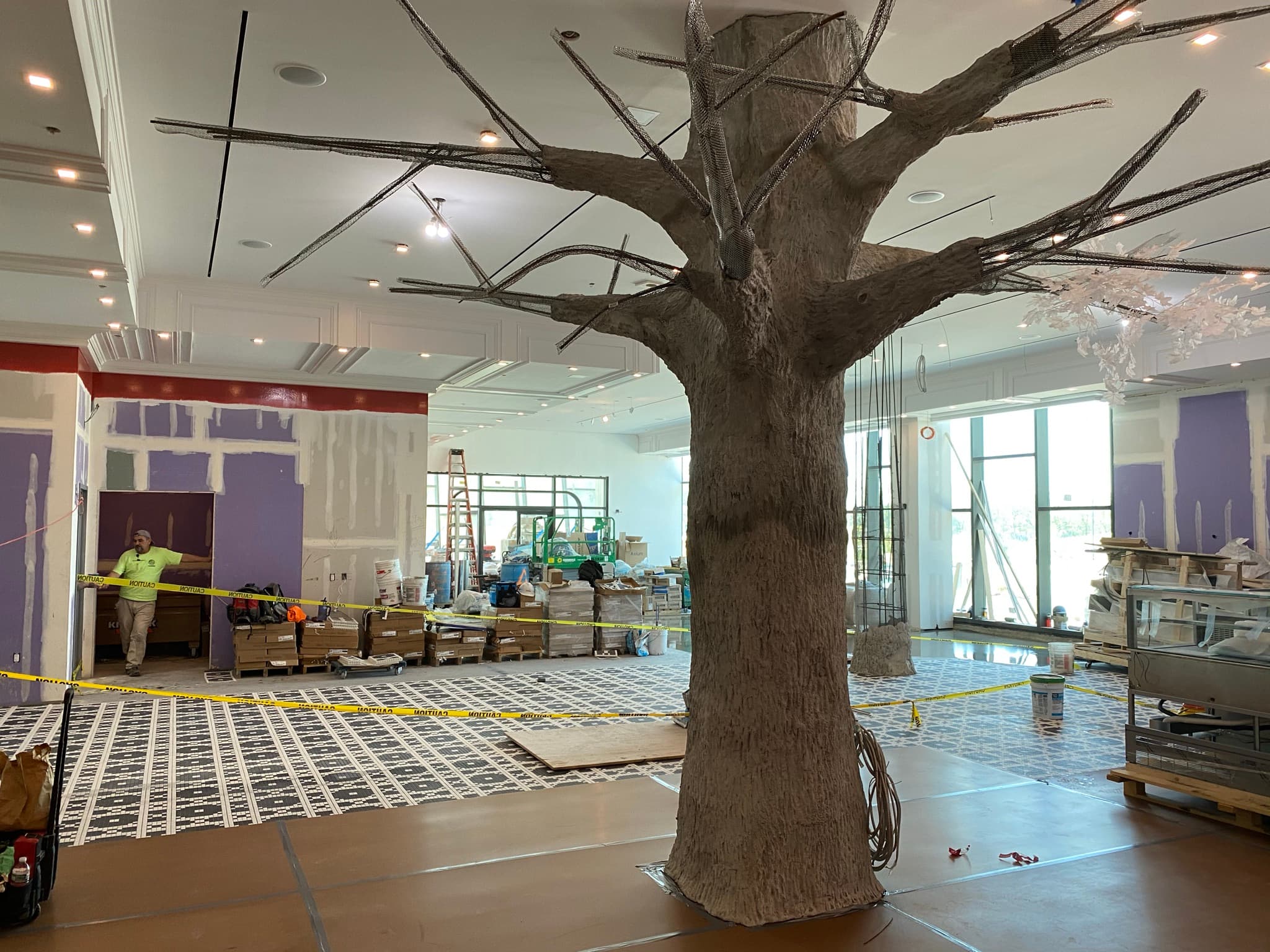 The space during construction, before finishes