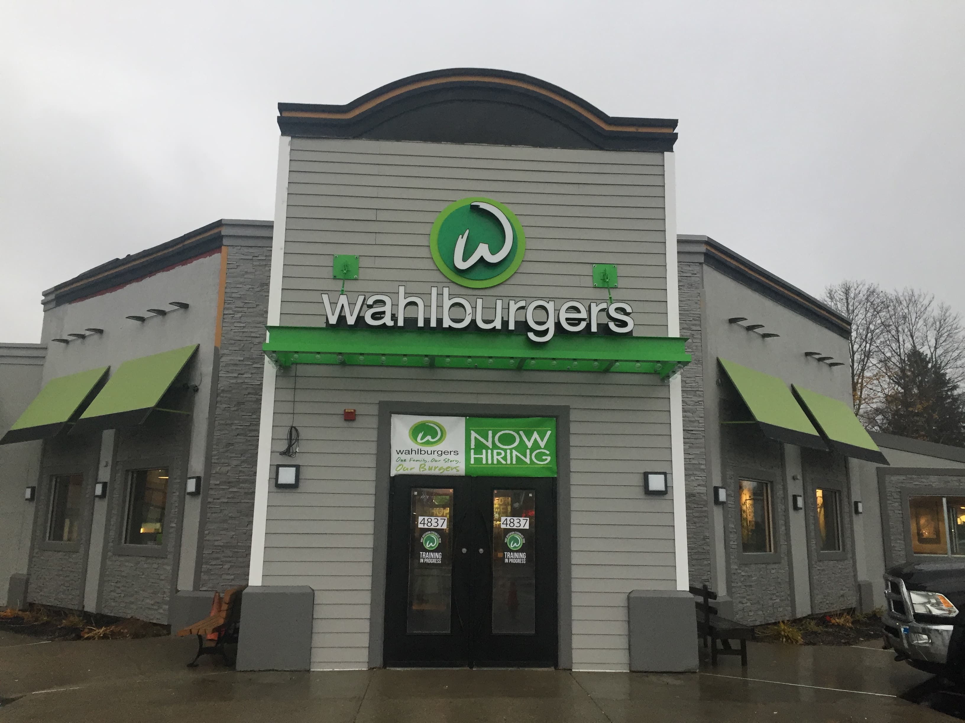 Wahlburgers: The completed building and storefront